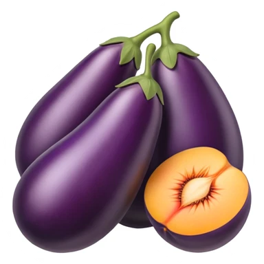 eggplant with peach sticker