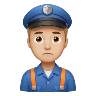 emoji of delivery man is going somewhere to the right , he is sad, he is dressed in work uniform sticker