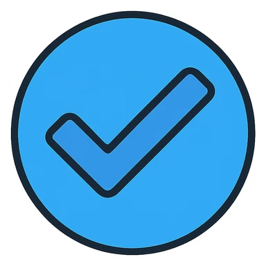 verified icon for social media, blue checkmark inside a circle, minimal, flat design sticker