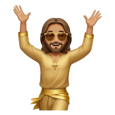 dancing figure of rejoicing Jesus with  sunglases golden  sticker