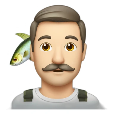 russian moustache husband with fish sticker