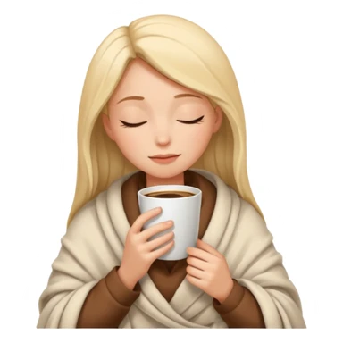 Girl inside a blanket sipping coffee eyes closed sticker