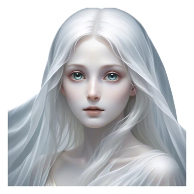 Cinematic Noble Ghost Portrait Emoji, Ethereal and dignified, with a flowing, translucent form in silvery-white hues, wispy and majestic, and a calm, otherworldly expression with deep, thoughtful eyes, simplified yet sophisticated features, highly detailed, glowing with a soft, spectral radiance, high shine, exuding regal mystery and quiet authority, with a soft glowing outline that captures the essence of a ghostly guardian drifting from another realm! sticker