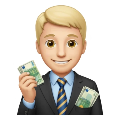 AN UNCLE with a tie in business clothes and with euro money
 sticker