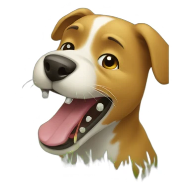 dog eating grass, grass in mouth sticker