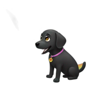 little black dog vomits rainbows sticker