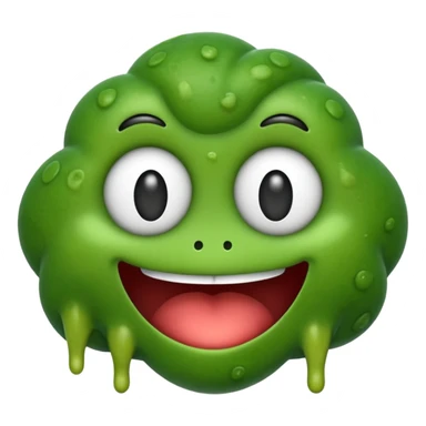 emoji representing AI slop, green and goopy, silly face sticker