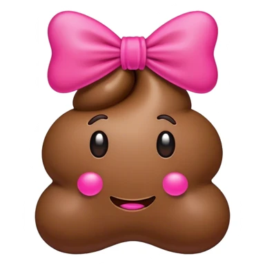 Poop emoji with pink bow on top sticker