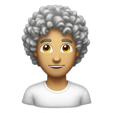 man curly hair white tshirt light bulb sticker
