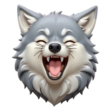 Cinematic Cute Yawning Wolf Portrait Emoji, Head tilted slightly with a dramatic, wide-open yawn, showcasing a smooth grey and white Fur with drooping ears, round eyes barely open in drowsy contentment, Simplified yet irresistibly adorable features, highly detailed, glowing with a soft, cozy glow, high shine, relaxed yet expressive, stylized with a touch of wild whimsy, bright and endearing, soft glowing outline, capturing the essence of a sleepy yet affectionate wolf, so drowsy it feels like it could stretch out of the screen and curl up for a nap! sticker
