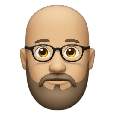 Round head Bald man with brown beard and glasses sticker