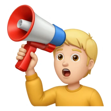  2nd pic yelling into megaphone held in right hand sticker