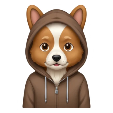 A dog wearing a hoodie sticker