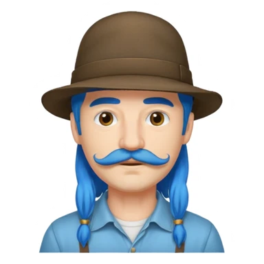 blue long haired man and hat and mustache sticker