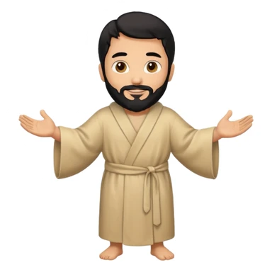 fullbody, head-to-toe, Jesus's apostle Thomas, black hair and black beard, normal emoji style, walking sticker
