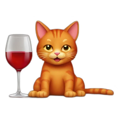 Red cat drinking wine sticker