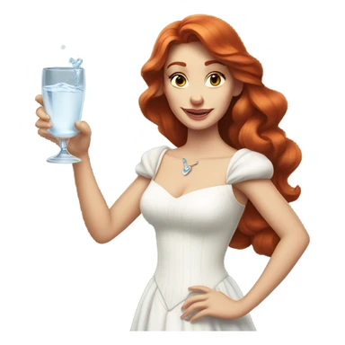 red-haired Disney princess in a white dress with a glass of water sticker