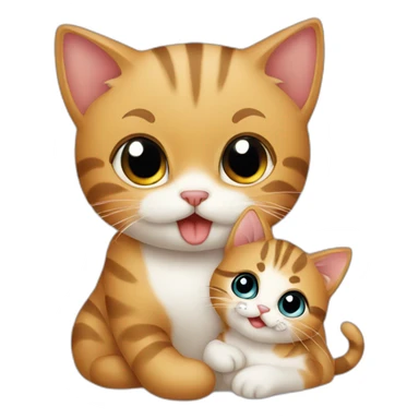 A cute cat holding baby cat with her mouth sticker