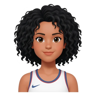 Tennis girl with black curly wavy hair sticker