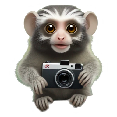 Common marmoset holding a GoPro sticker