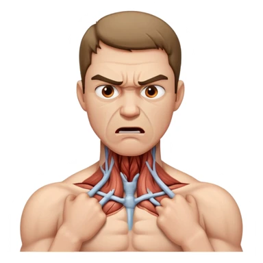 Man holding his neck angrily chocking sticker