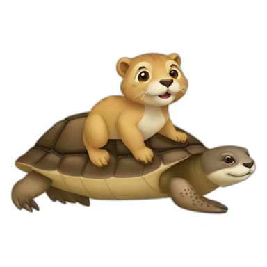 Une loutre sur une tortue sur un lion sticker