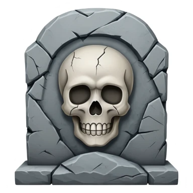 tombstone with a skull sticker
