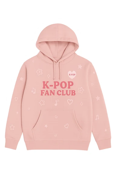 pink kpop fan club hoodie, cute and trendy sticker