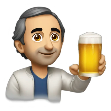 Eric zemmour with a beer sticker