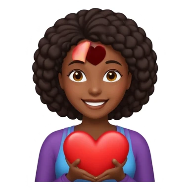 Black girl big heart sticker