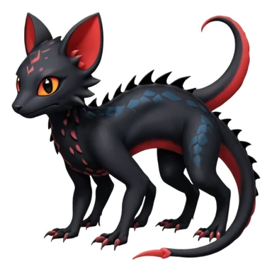 Futuristic Black Cute Dark Abyssal Ethereal Modern Salandit-Litten-Noibat-Abyss-Lykoi-Fakémon-creature-hybrid Full Body sticker