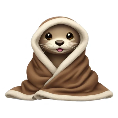 otter cozy in blanket sticker
