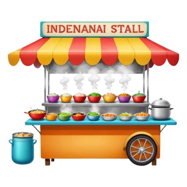 small indonesian roadside foodstall, front facing sticker