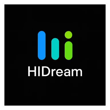 create high dream logo like this with text "HIDream", black background  sticker
