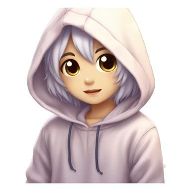 Cute Kawaii Beautiful Gorgeous Sparkly Shiny Blushing Anime Style Romantic Shojo Catboy Man Guy With Pretty Hair And Hoodie Trendy Style Outside sticker