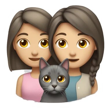 Brunette girl with gray cat sticker