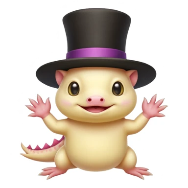 light yellow axolotl with magician hat sticker