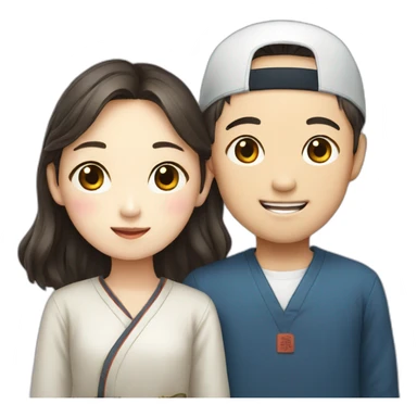 Korean boy with Korean girl sticker