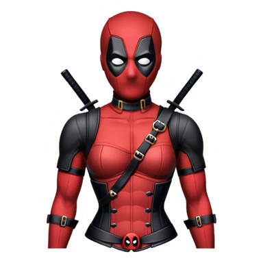 Deadpool wearing a corset sticker