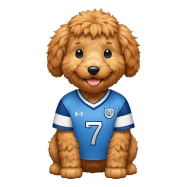 Ginger golden doodle with Huddersfield town shirt on sticker