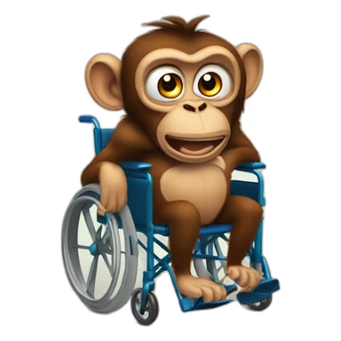 Very angry monkey with small ferocious rollins eyes rides  wheelchair sticker