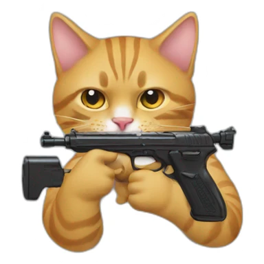 cat and gun sticker