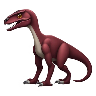 Cool edgy handsome Maroon-colored velociraptor with black mane full body sticker