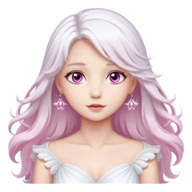 An angel with sparkling pink eyes and fair skin, very beautiful. sticker