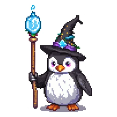 penguin wizard with magic wand sticker