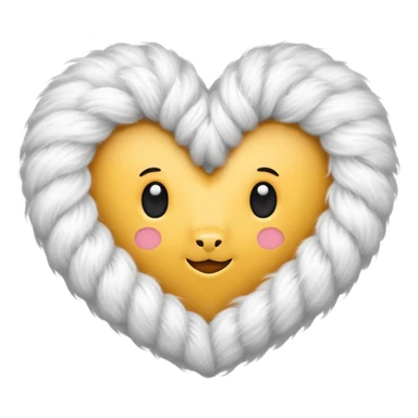 white fur heart, large locks of wool sticker