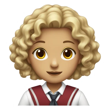 Wavy hair girl with school uniform  sticker