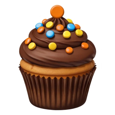 Cupcake chocolate dipped non swirly frosting with Reese’s pieces on top sticker