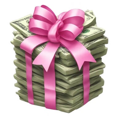Stack of money with pink bow  sticker