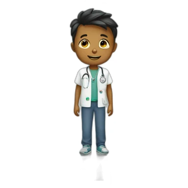 A boy with coins in the hospital sticker